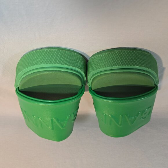 GANNI Green Vegea Slides Embossed Logo Slip-On Flat Platform Sandals Size 8.5/9. - Picture 8 of 16